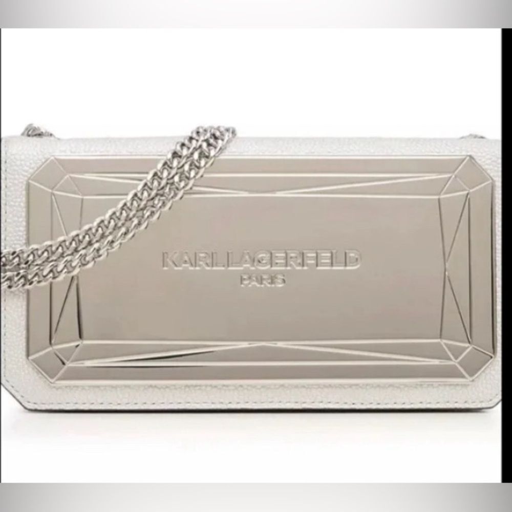 NEW! *Karl Lagerfeld Paris* Crossbody Lafayette Leather Mirror Hardware WOC